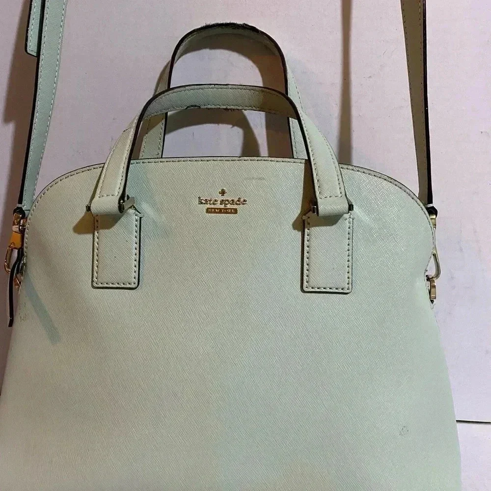 Kate spade green saffiano leather satchel handbag